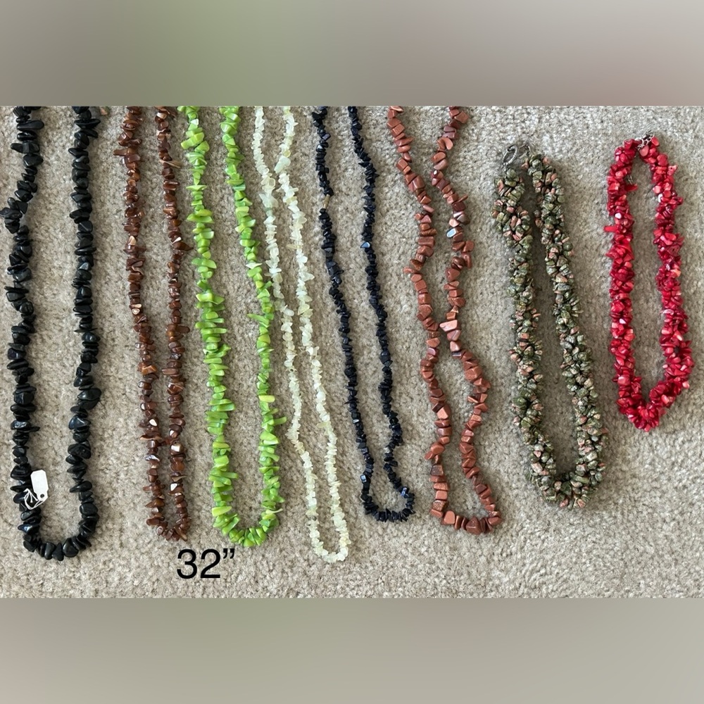 Lot of 12 Vintage Multi-gemstone Chip Stone 18”-32 “ Inch Necklace - Picture 3 of 7